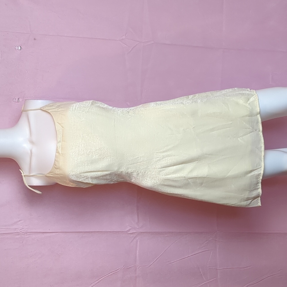 Nasty Gal You'll Be Back Tie Straps Soft Crushed Velvet Lemon Cream Mini Dress 6